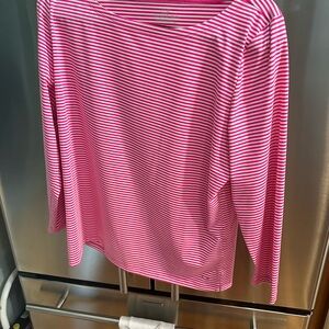 Vineyard Vines Pink and White Boxy 3/4 Sleeve Blouse